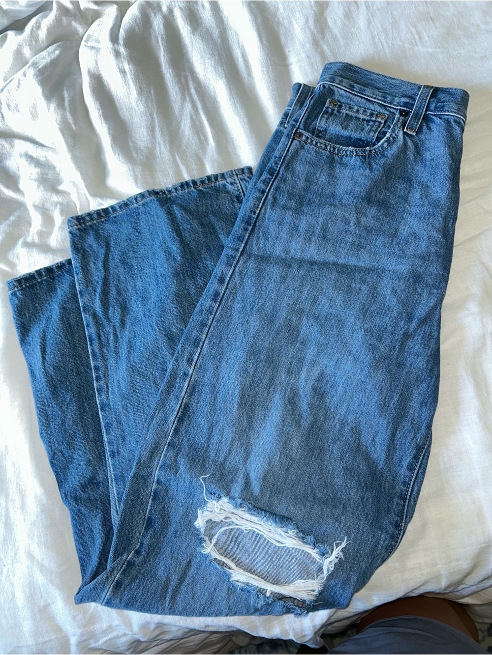 Levi's Blue Distressed Straight-Leg Jeans
